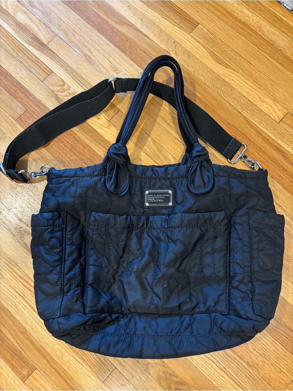 Marc by Marc Jacobs Black Quilted Tote with Knotted Straps